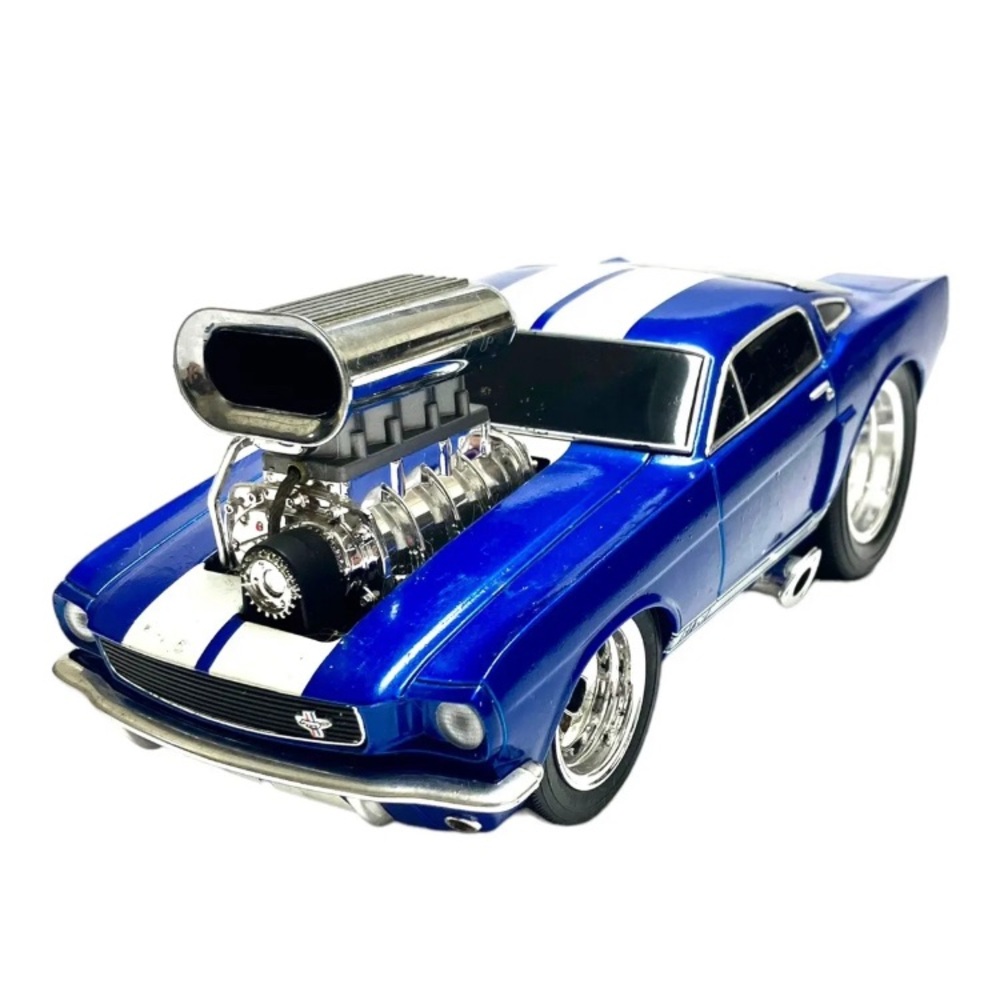 Vintage 2000 1966 Ford Mustang GT 350 Muscle Machines 1:18 Blue / White Stripes